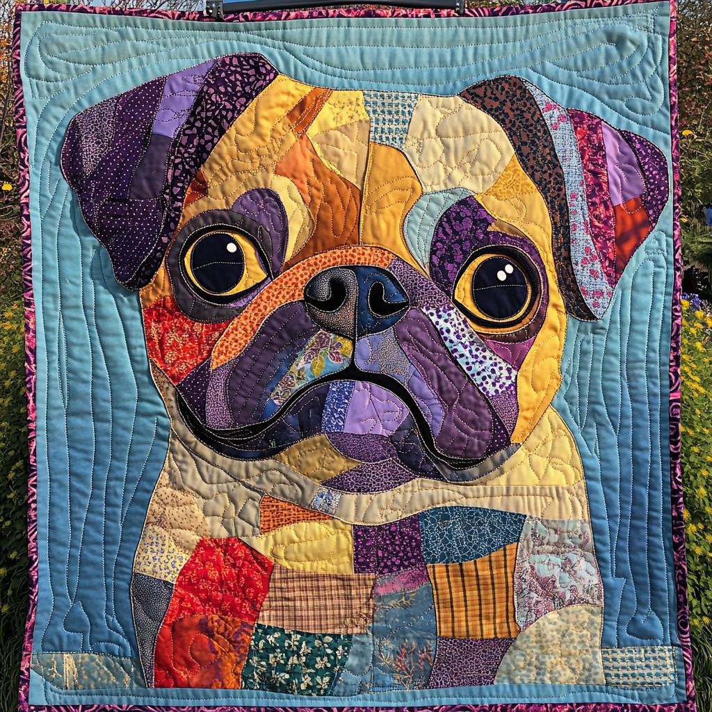 Puggy Perfection Quilted Blanket - Throw (55" x 60")