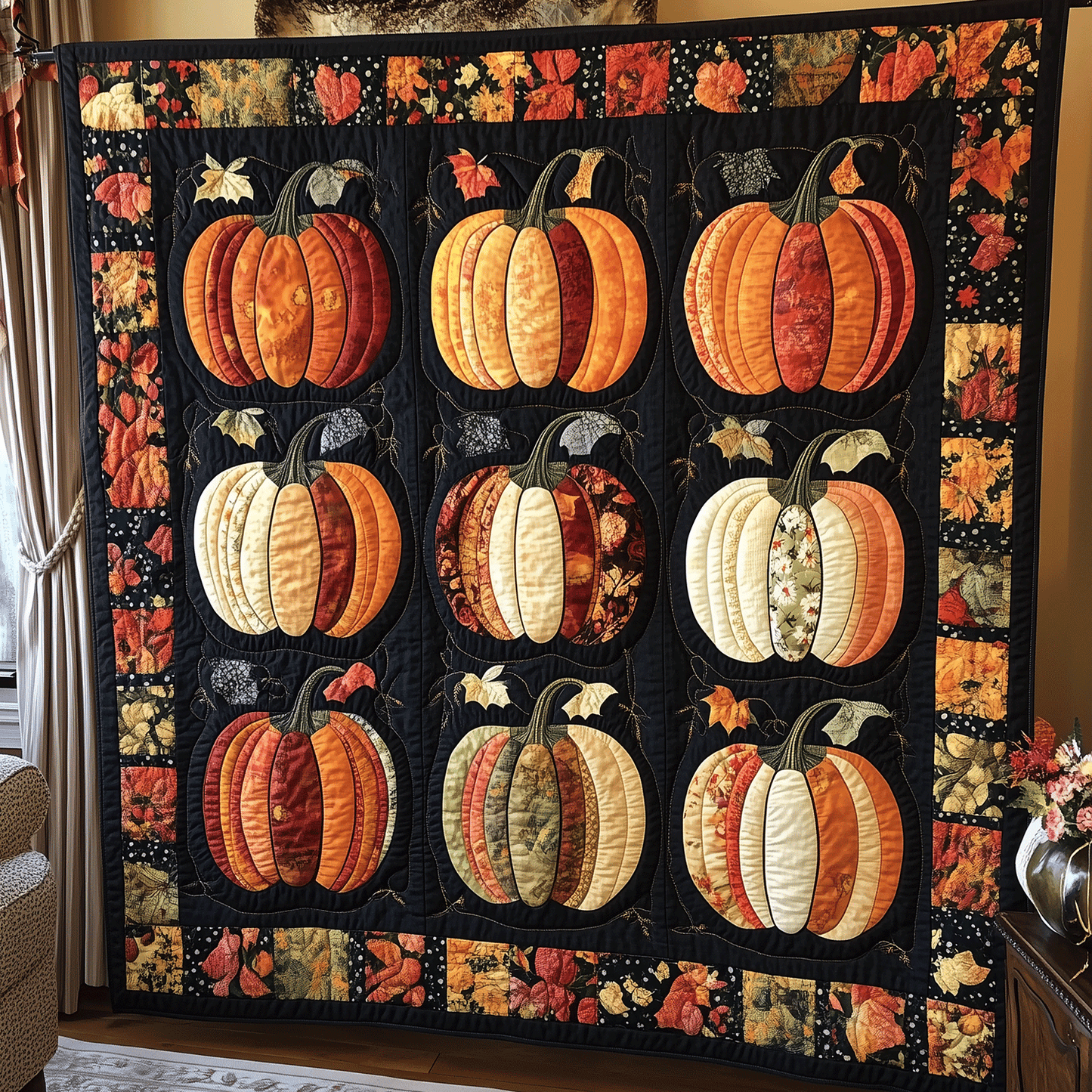 Pumkin Fest Quilted Blanket - Throw (55" x 60")
