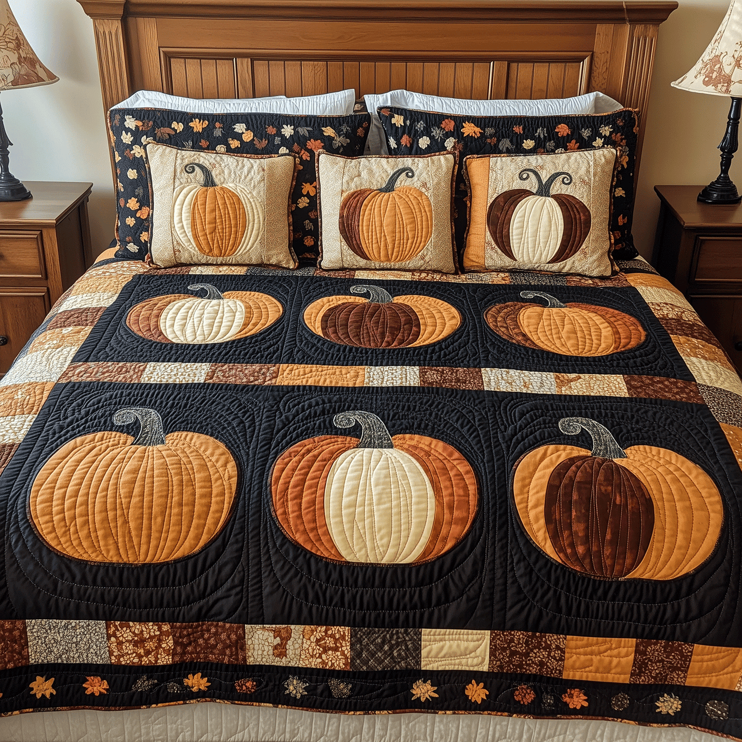 Pumpkin Magic 3-Piece Quilted Bedding Set - Single (59" x 70")