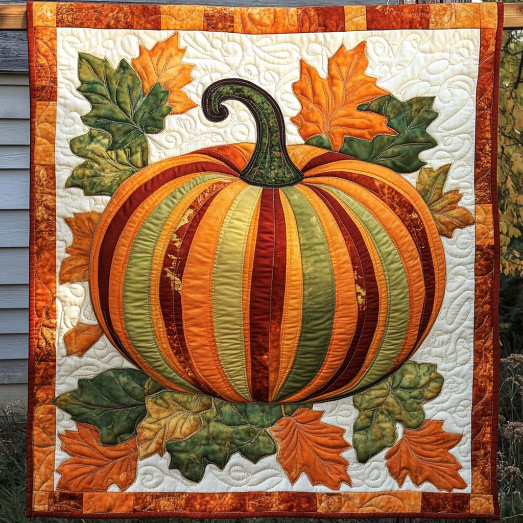 Pumpkin Delight Quilted Blanket - Throw (55" x 60")