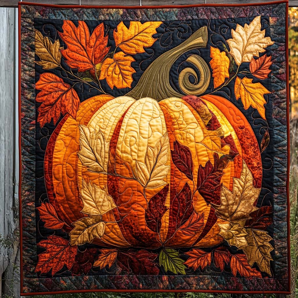 Pumpkin Glow Quilted Blanket - Throw (55" x 60")