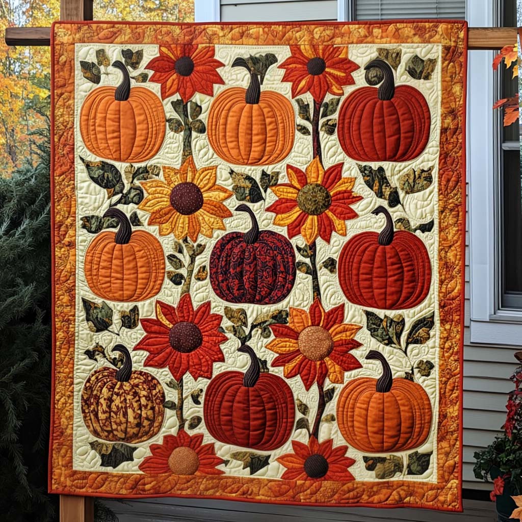 Pumpkin Grove Quilted Blanket - Throw (55" x 60")