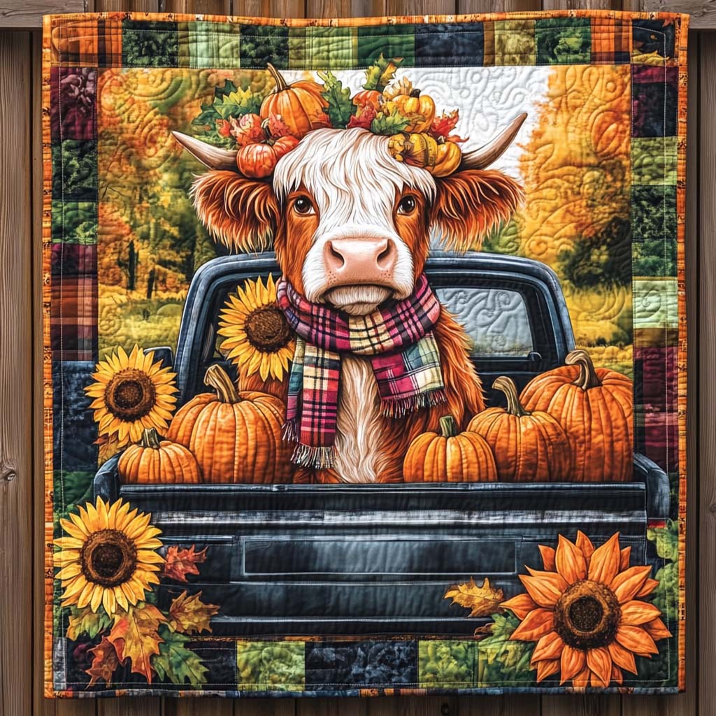 Pumpkin Patch Pickup Quilted Blanket - Throw (55" x 60")