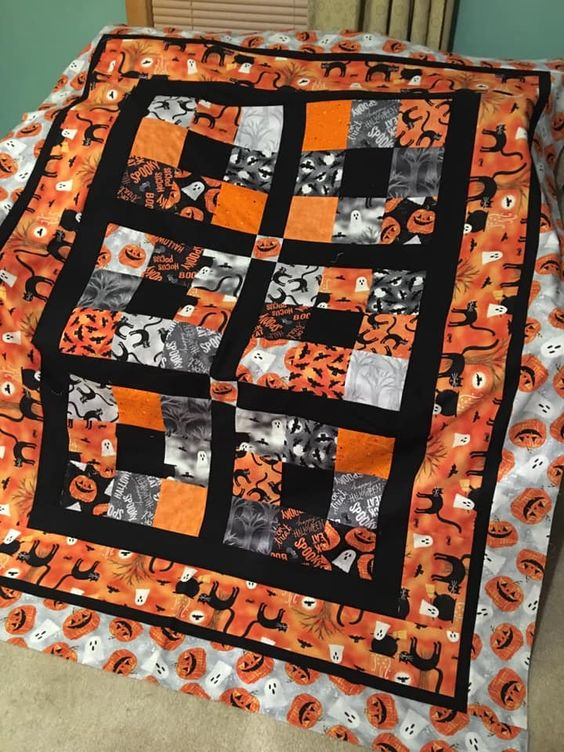 Pumpkin Patch Quilted Blanket - Throw (55" x 60")