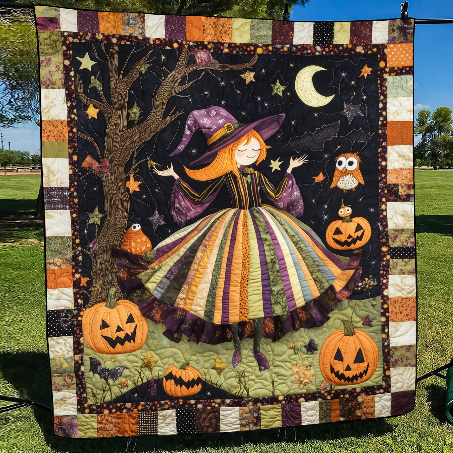 Pumpkin Patch Quilted Blanket - Throw (55" x 60")