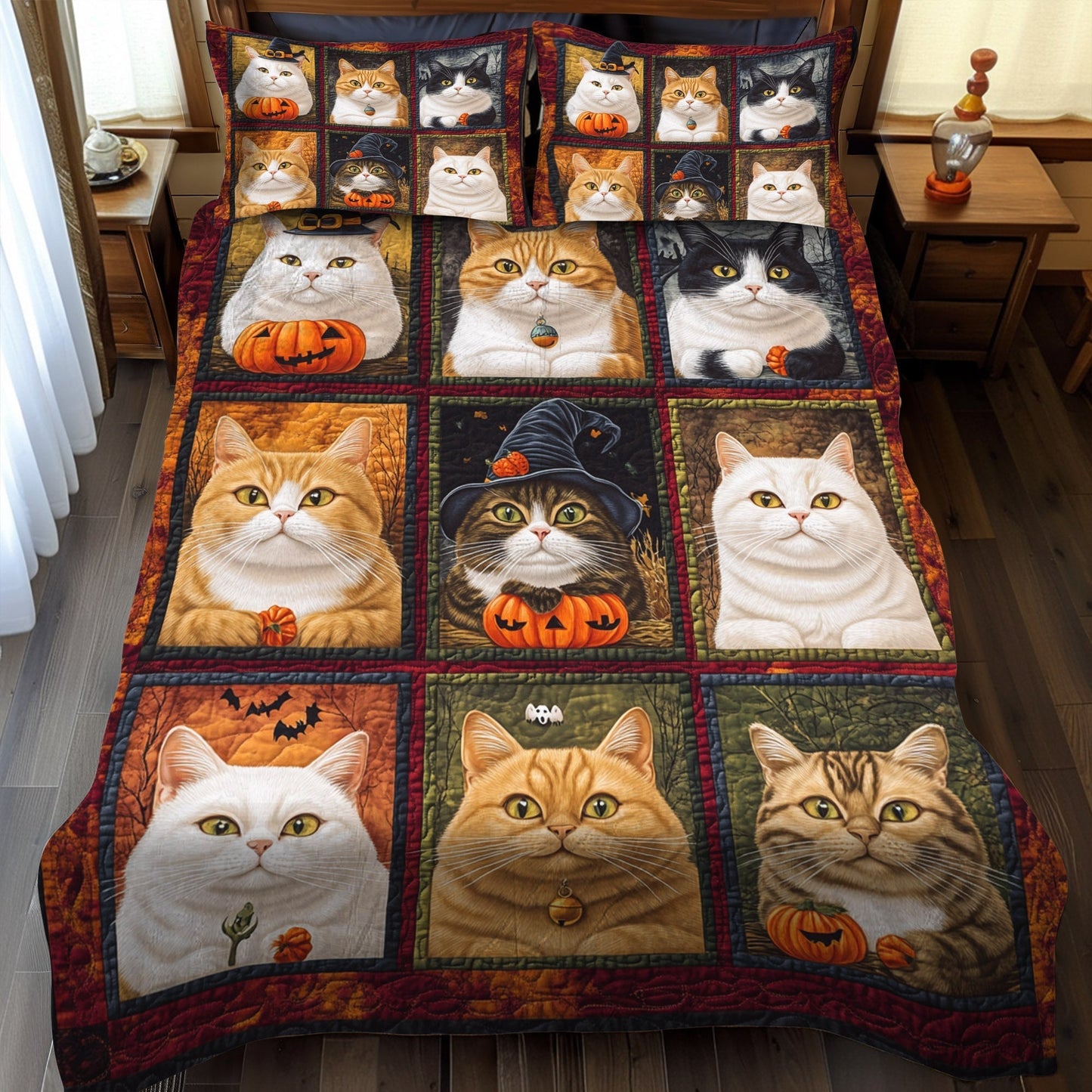 Pumpkin Paws 3-Piece Quilted Bedding Set - Single (59" x 70")