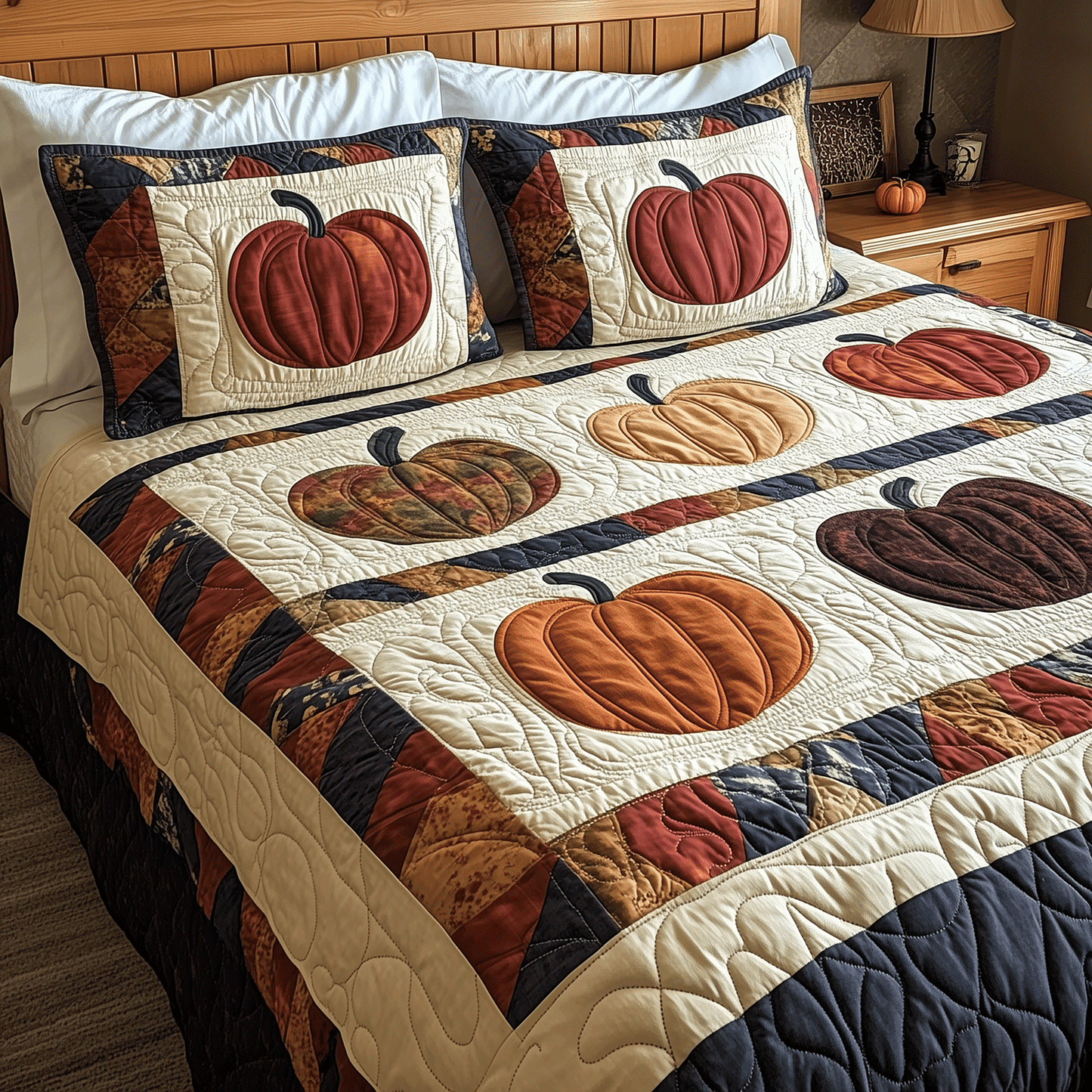Pumpkin Spice 3-Piece Quilted Bedding Set - Single (59" x 70")