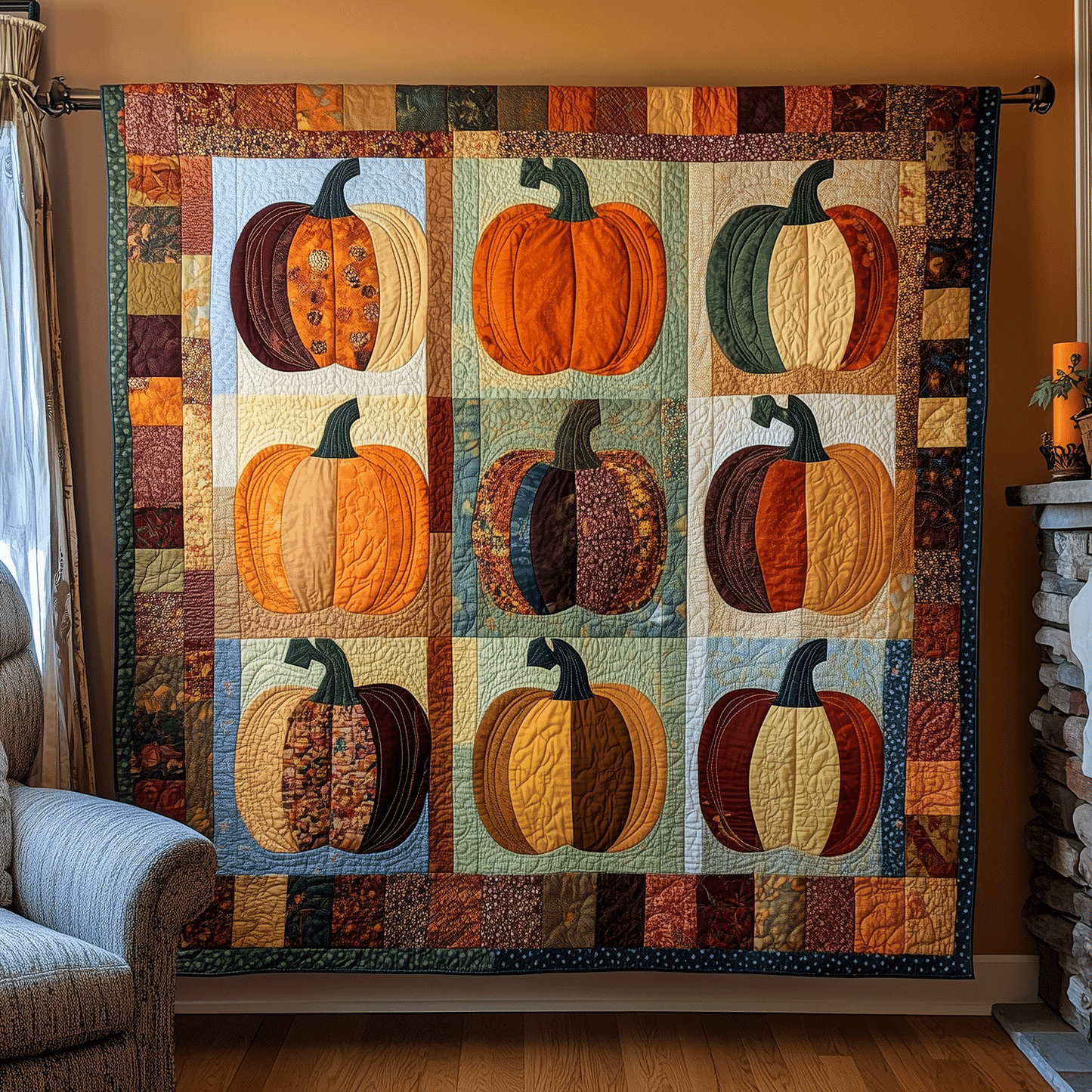 Pumpkin Spice Quilted Blanket - Throw (55" x 60")