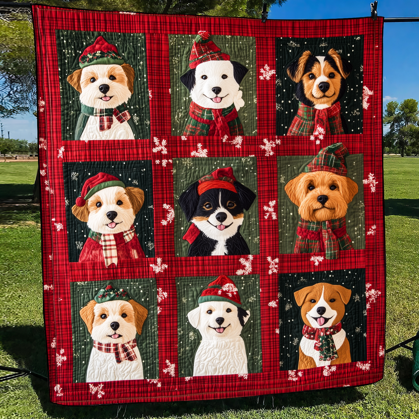 Puppy Christmas Cheer Quilted Blanket - Throw (55" x 60")
