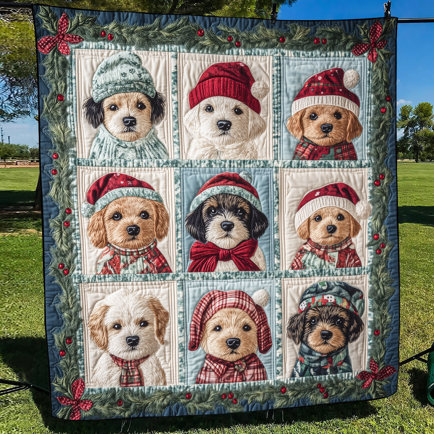 Puppy Christmas Magic Quilted Blanket - Throw (55" x 60")