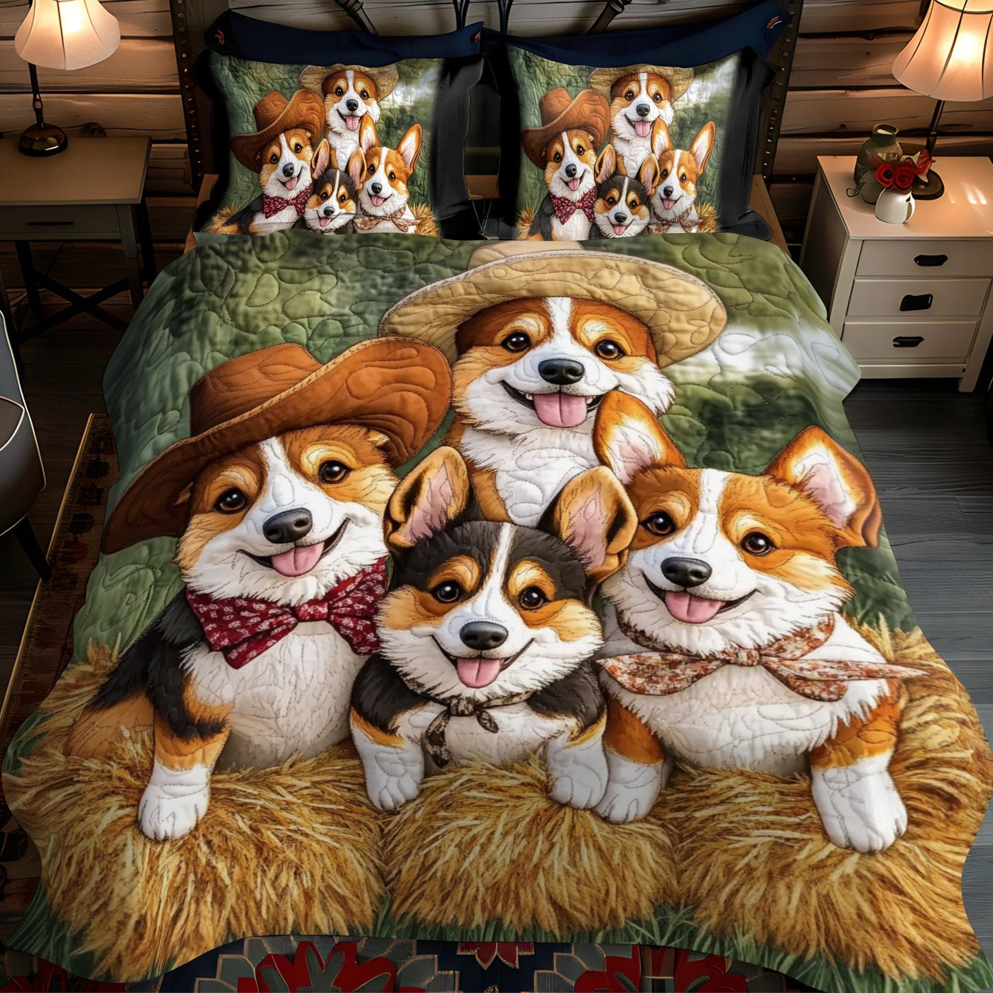 Puppy Joy 3-Piece Quilted Bedding Set - Single (59" x 70")