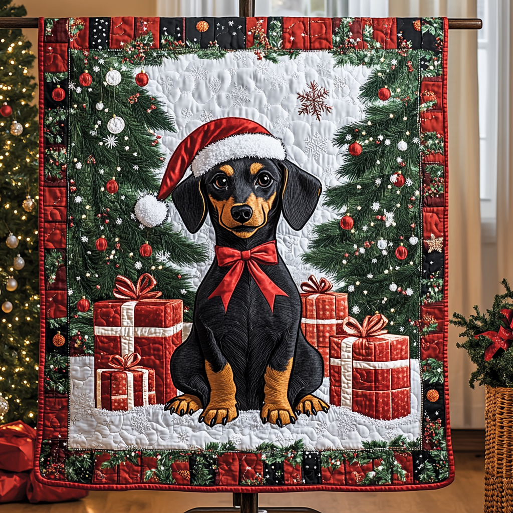 Puppy Noel Quilted Blanket - Throw (55" x 60")