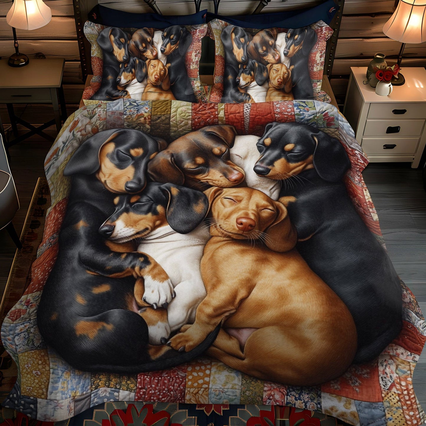 Puppy Pile 3-Piece Quilted Bedding Set - Single (59" x 70")