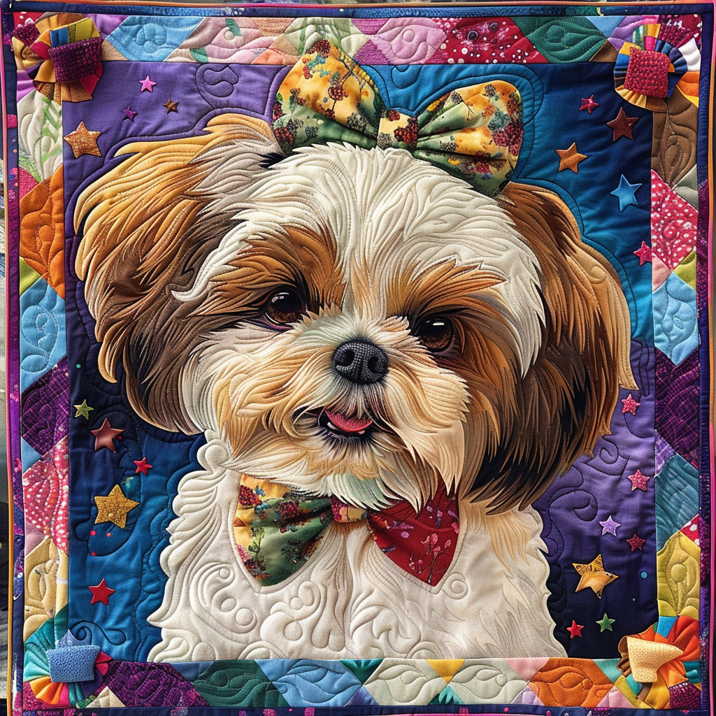Puppy Pizzazz Quilted Blanket - Throw (55" x 60")