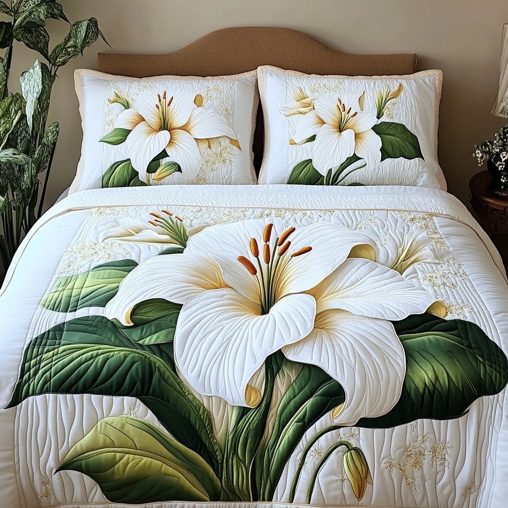 Pure Blossom 3-Piece Quilted Bedding Set - Single (59" x 70")