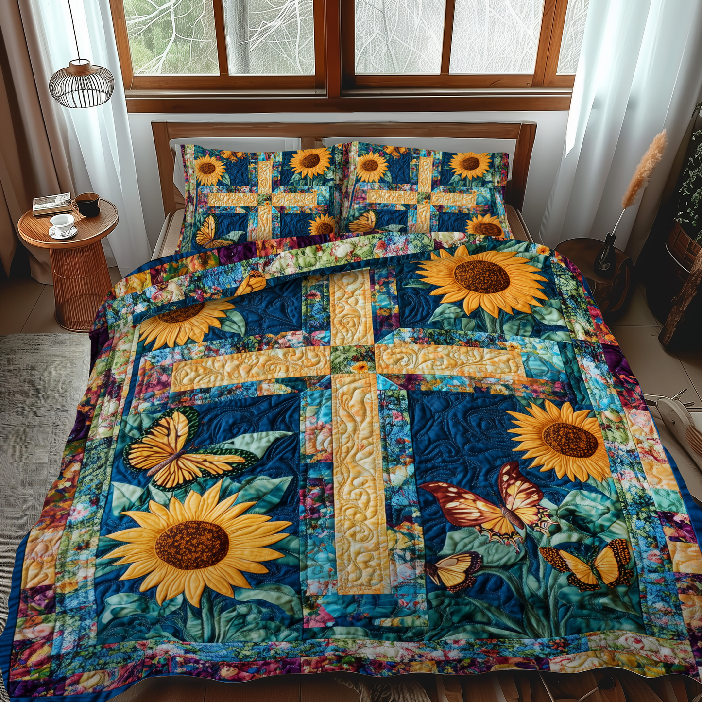 Pure Cross 3-Piece Quilted Bedding Set - Single (59" x 70")