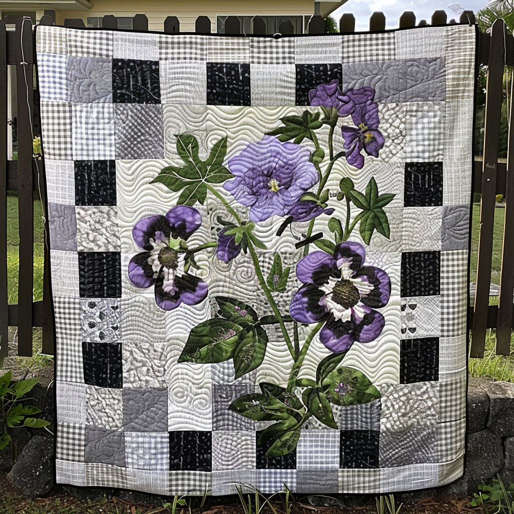 Purple Blossom Quilted Blanket - Throw (55" x 60")