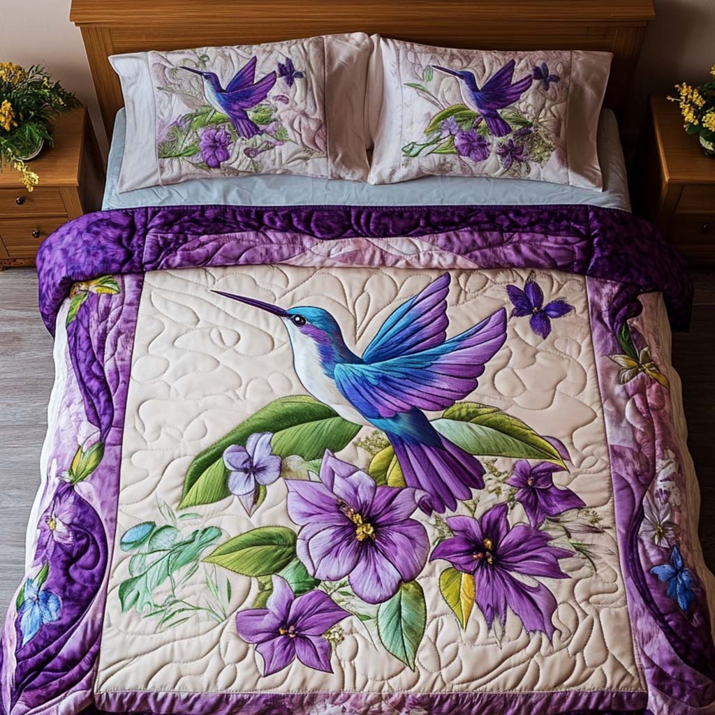 Purple Dreams 3-Piece Quilted Bedding Set - Single (59" x 70")