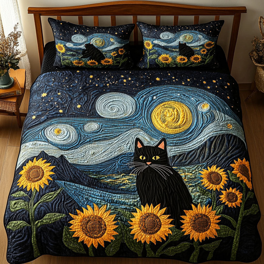 Purr Parade 3-Piece Quilted Bedding Set - Single (59" x 70")