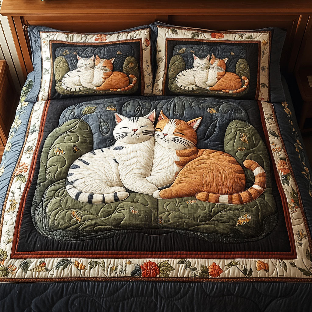 Purrfect Duo 3-Piece Quilted Bedding Set - Single (59" x 70")
