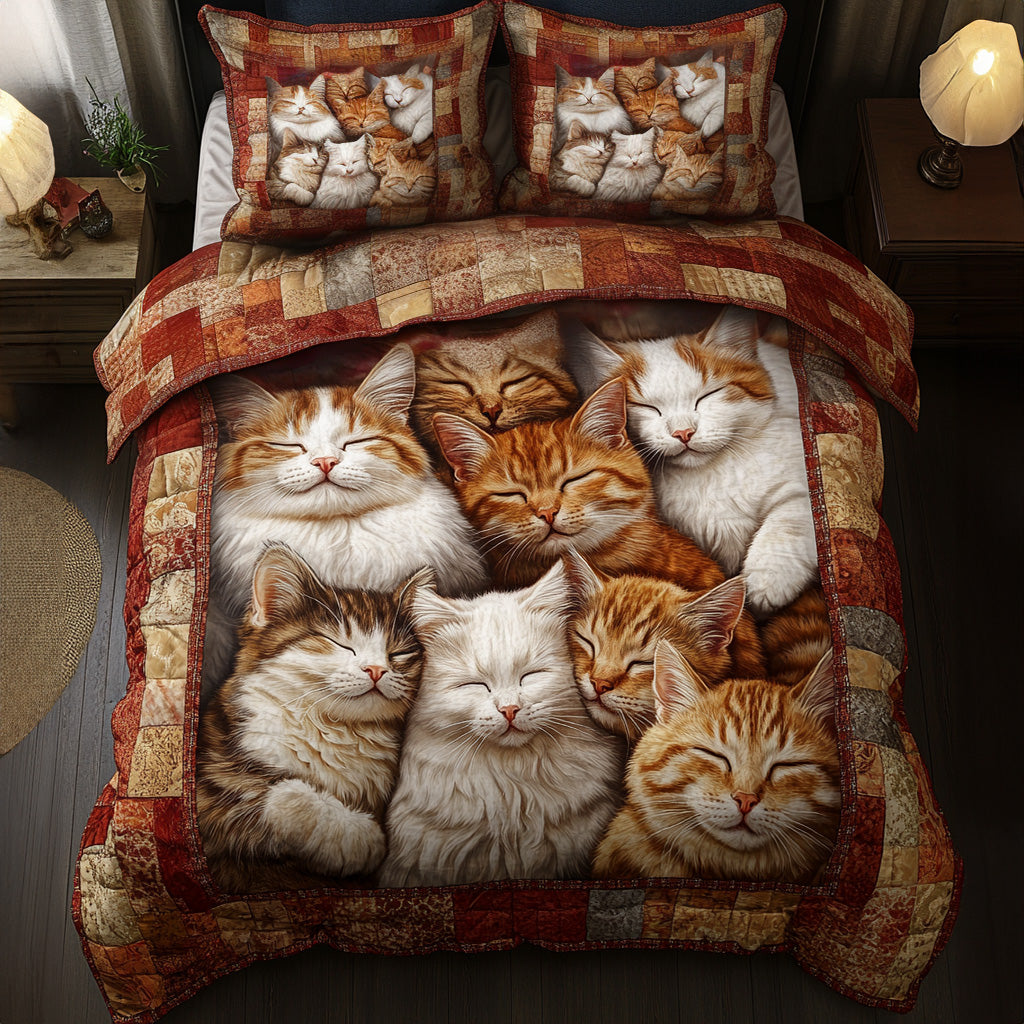 Purrfect Slumber 3-Piece Quilted Bedding Set - Single (59" x 70")