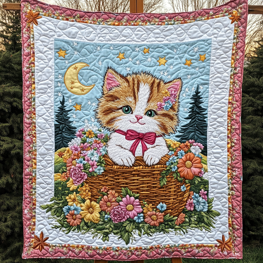 Purrfect Adventure Tale Quilted Blanket - Throw (55" x 60")