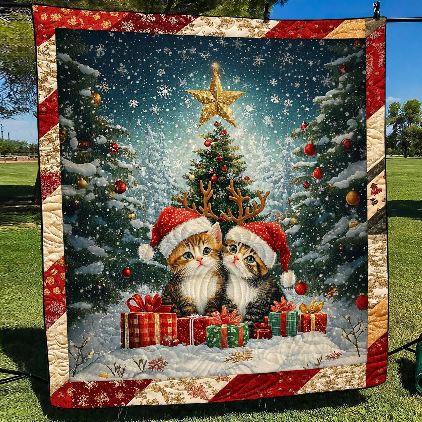 Purrfect Christmas Cats Quilted Blanket - Throw (55" x 60")