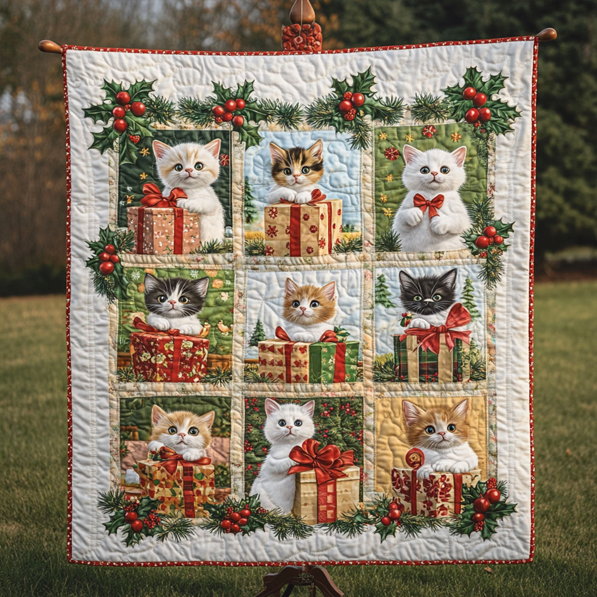 Purrfect Christmas Cheer Quilted Blanket - Throw (55" x 60")