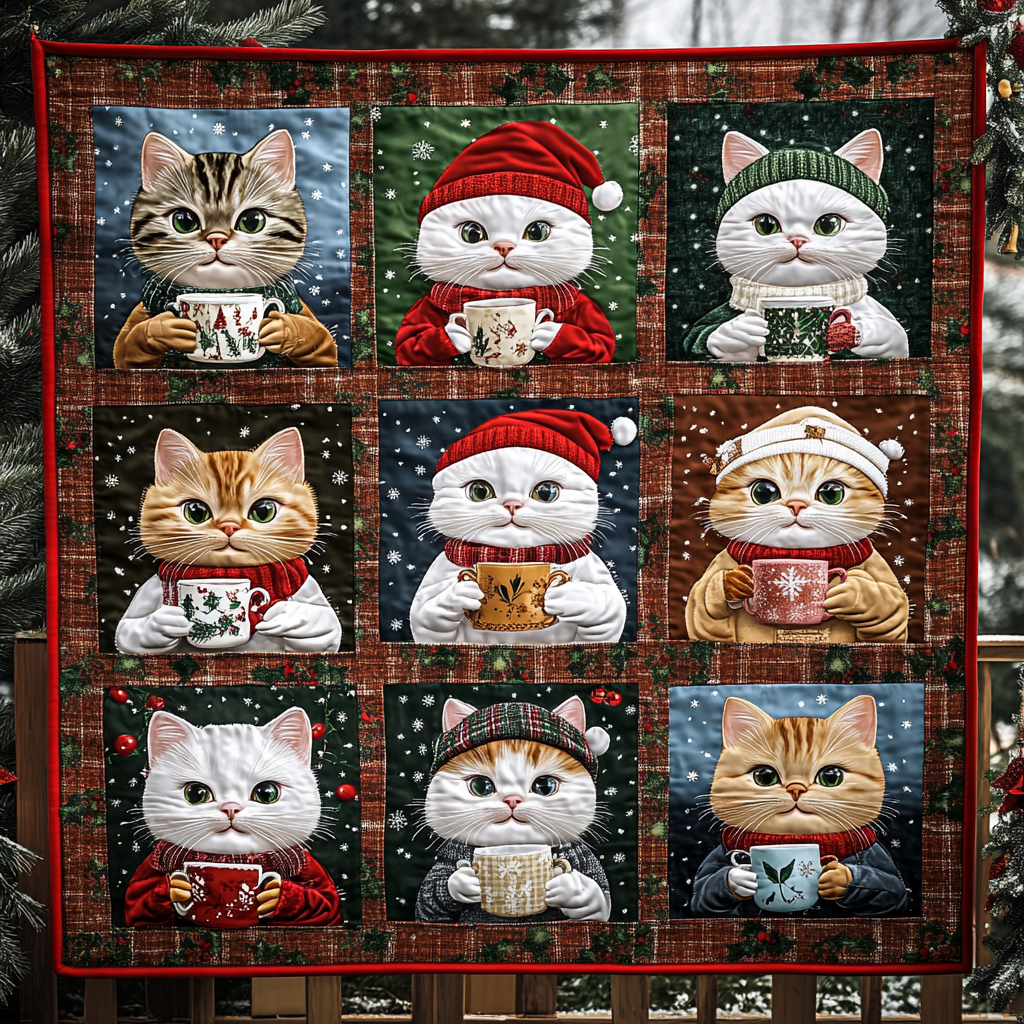 Purrfect Christmas Quilted Blanket - Throw (55" x 60")