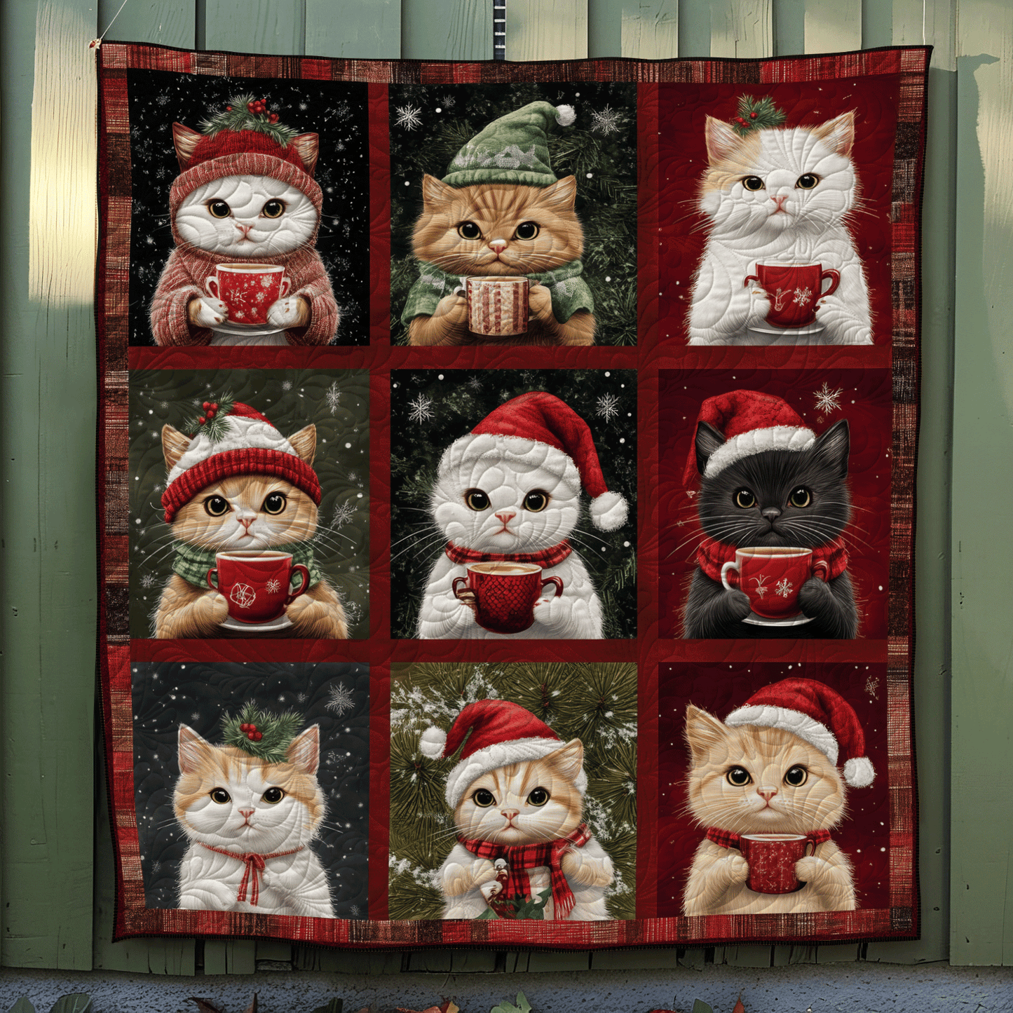 Purrfect Christmas Quilted Blanket - Throw (55" x 60")
