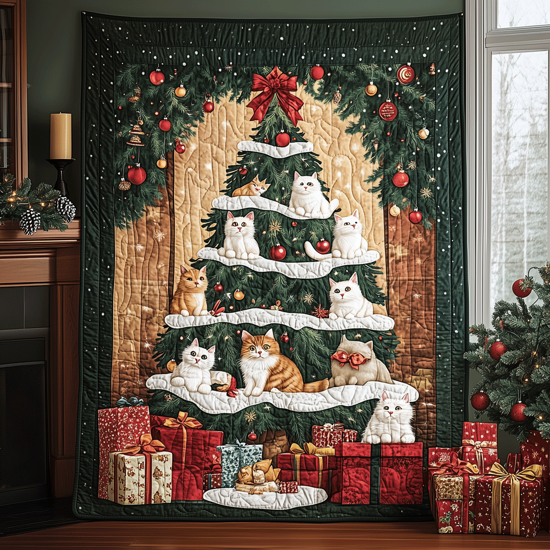 Purrfect Christmas Quilted Blanket - Throw (55" x 60")