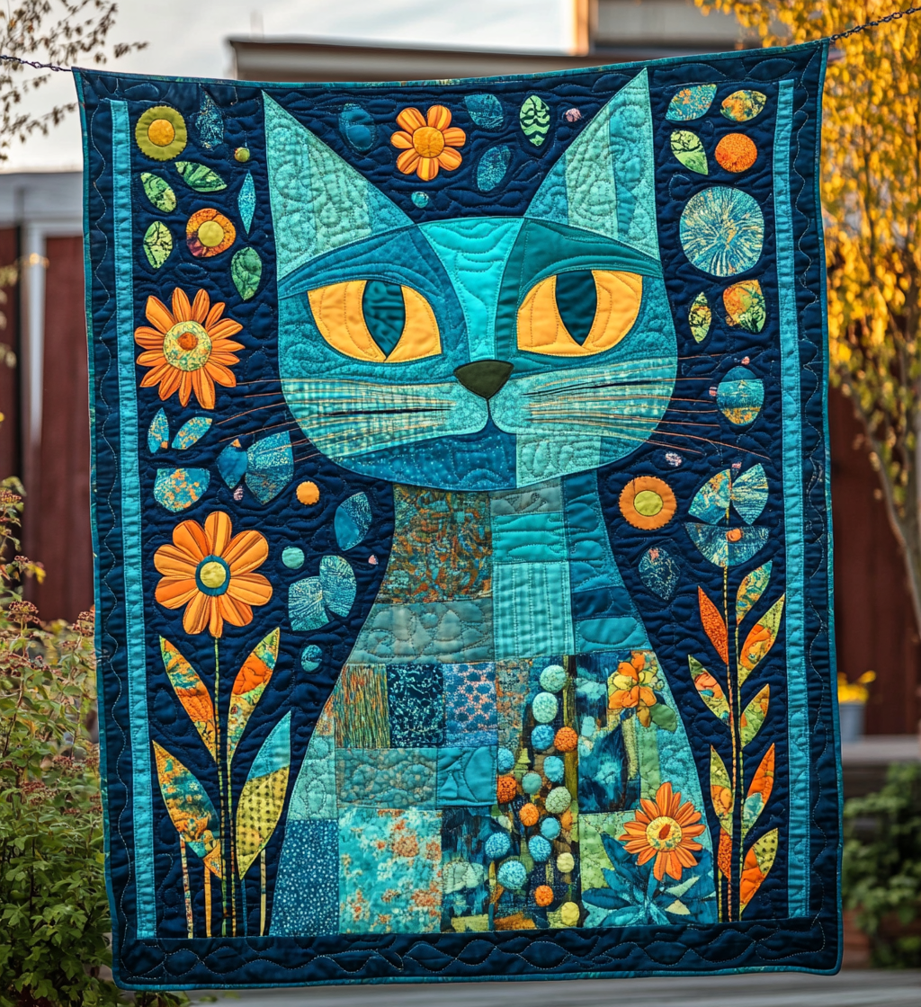 Purrfect Harmony Quilted Blanket - Throw (55" x 60")