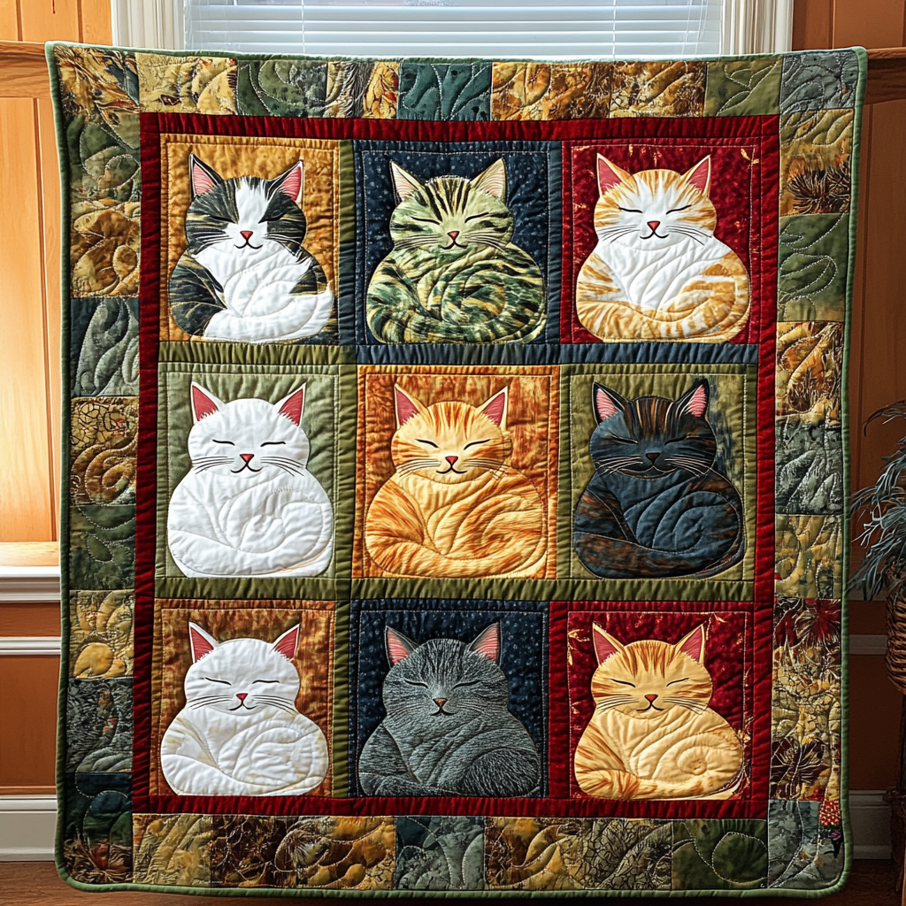 Purrfect Rest Quilted Blanket - Throw (55" x 60")