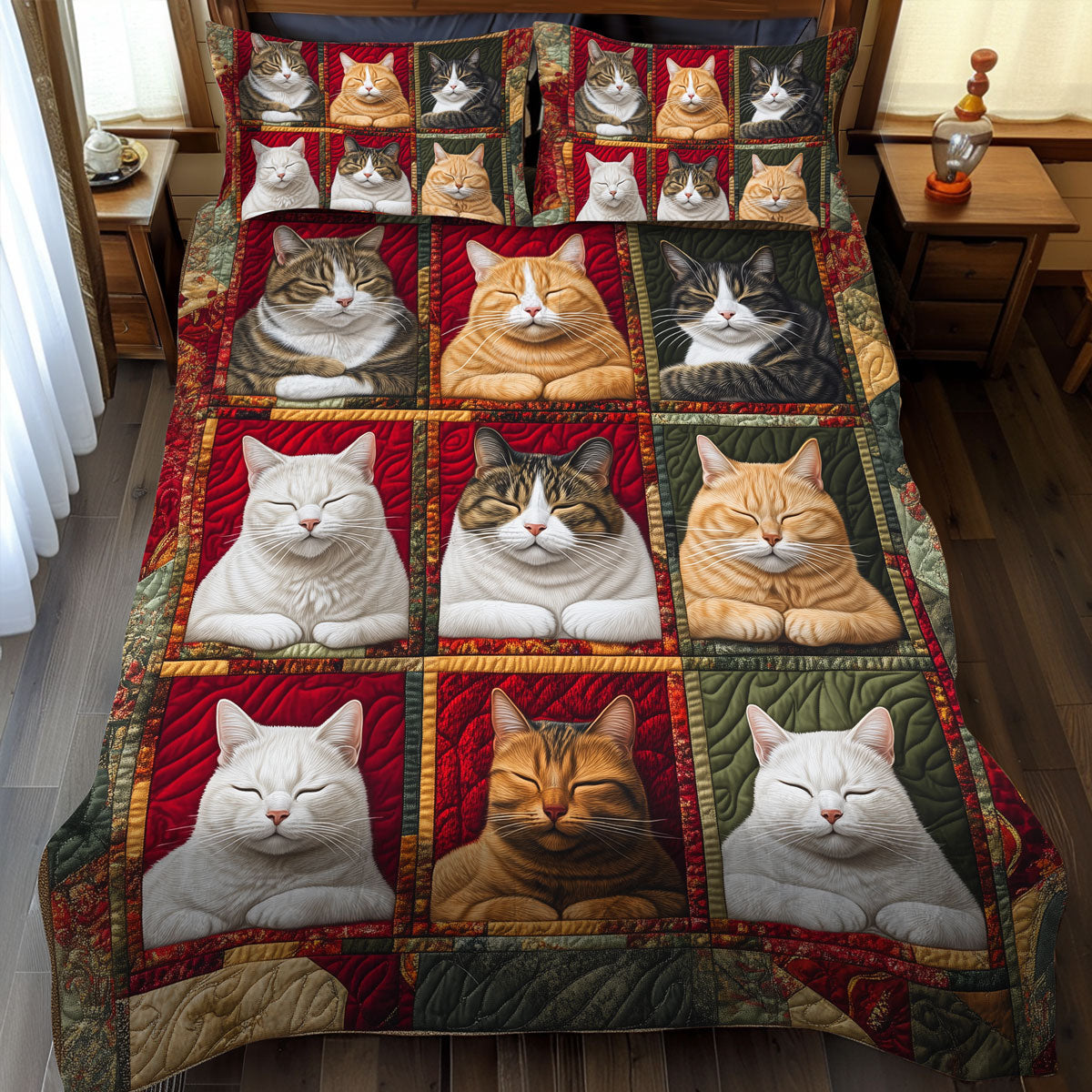 Purrfect Sleep 3-Piece Quilted Bedding Set - Single (59" x 70")