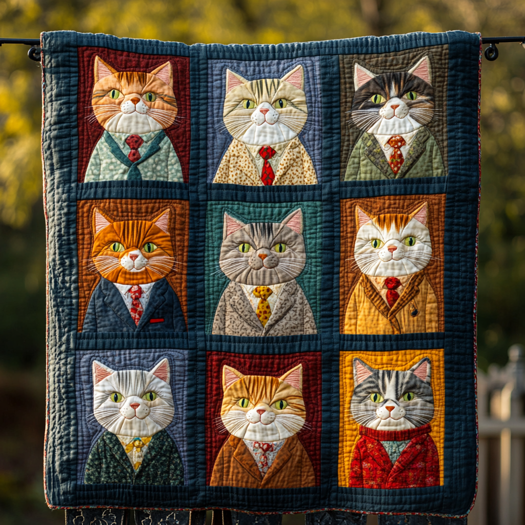Purrfectly Patchy Quilted Blanket - Throw (55" x 60")