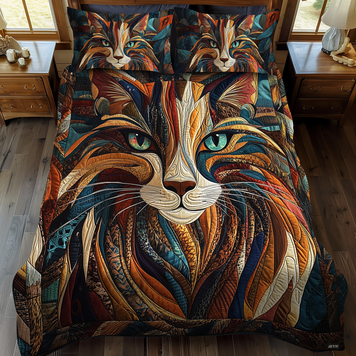 Purrs And Patches 3-Piece Quilted Bedding Set - Single (59" x 70")