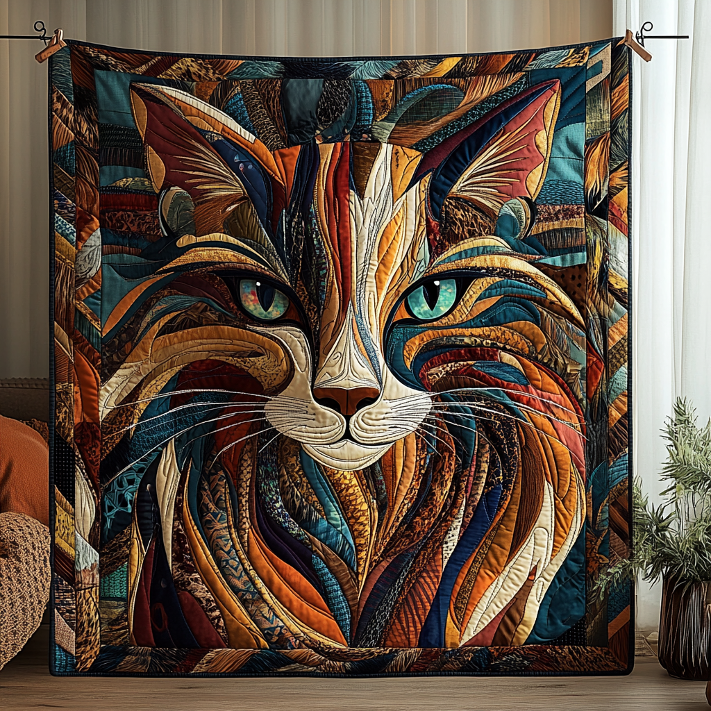Purrs And Patches Quilted Blanket - Throw (55" x 60")