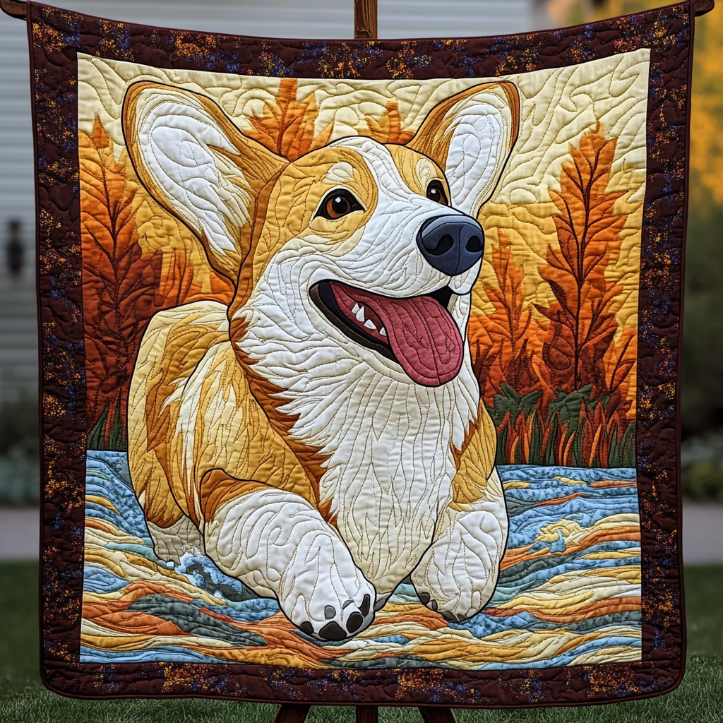 Queen Corgi Companion Quilted Blanket - Throw (55" x 60")