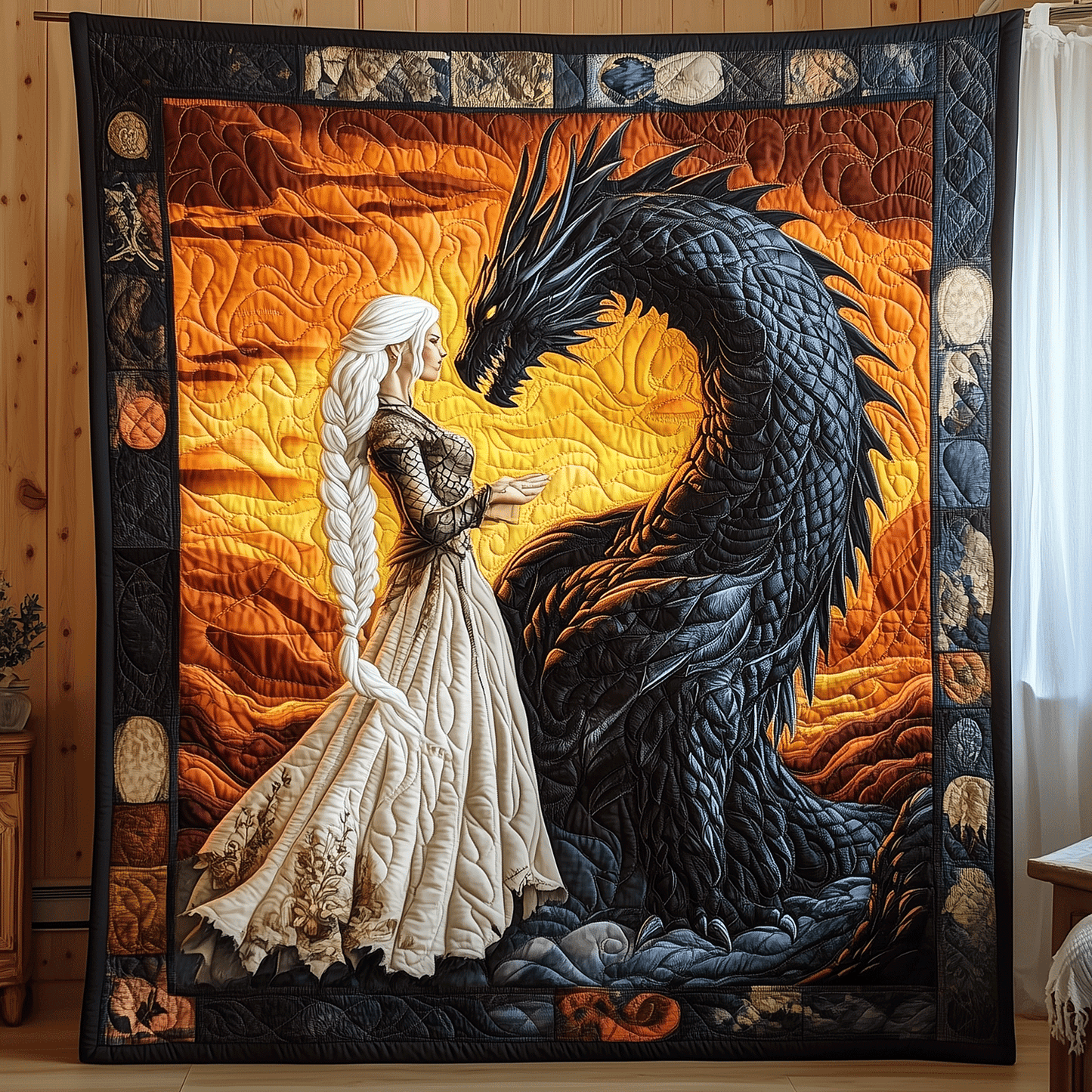 Queen of Dragons Quilted Blanket - Throw (55" x 60")