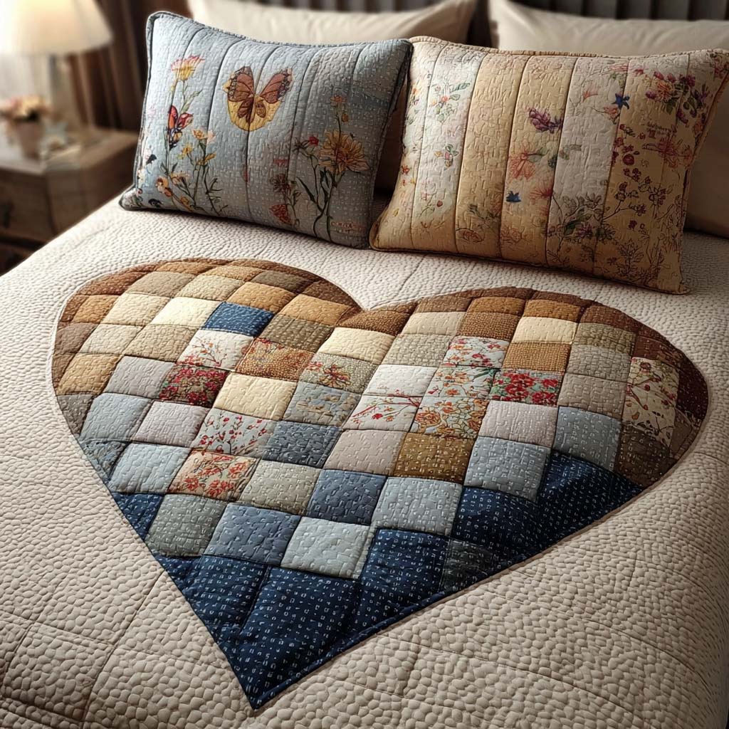 Quiet Romance 3-Piece Quilted Bedding Set - Single (59" x 70")
