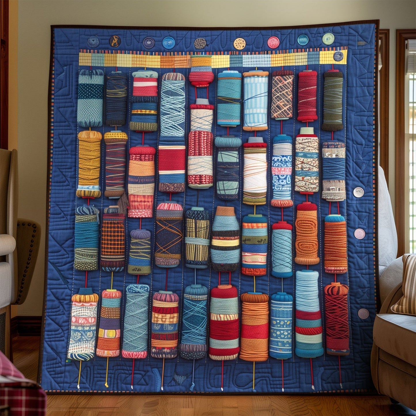 Quilter Spools Quilted Blanket - Throw (55" x 60")