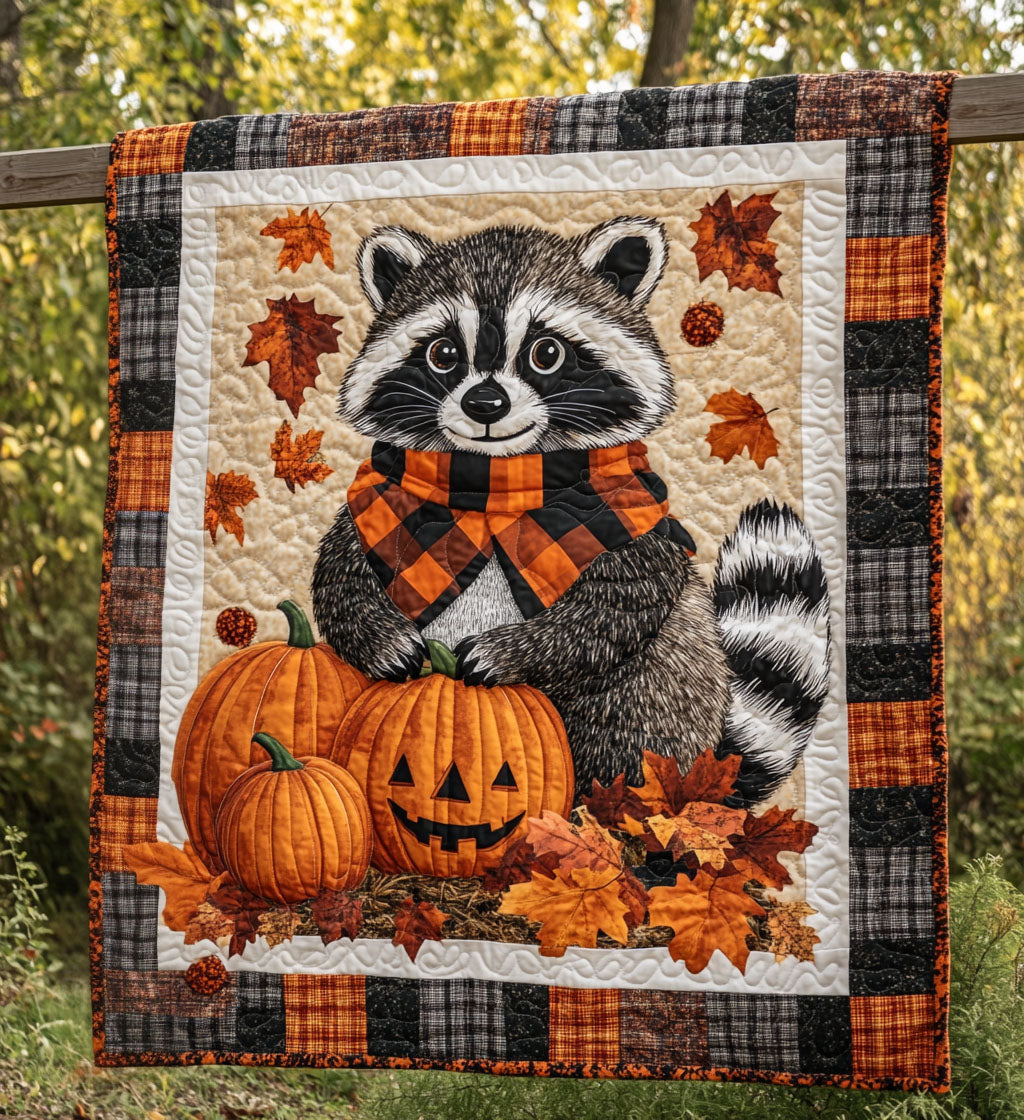 Raccoon Charm Quilted Blanket - Throw (55" x 60")