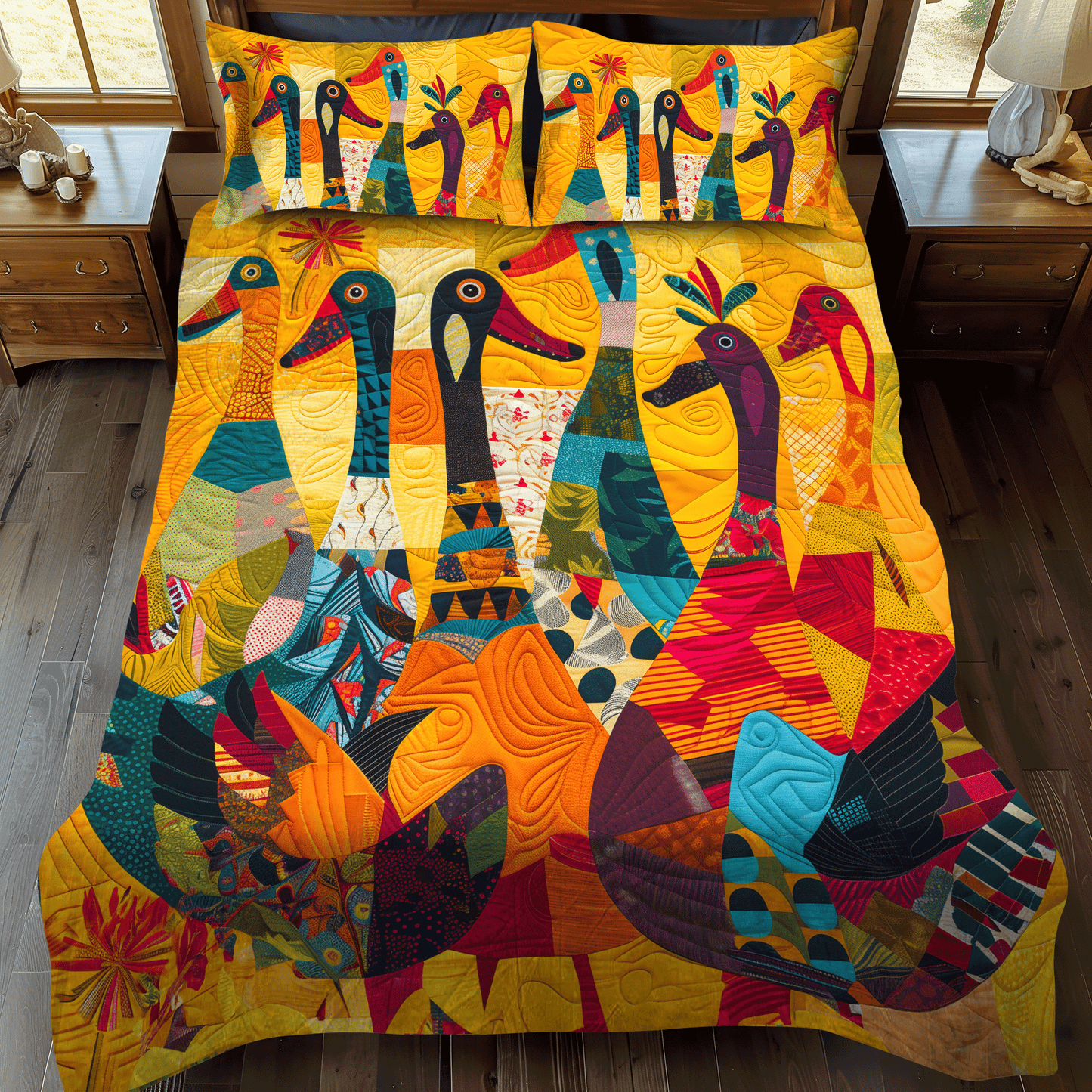 Radiant Duck 3-Piece Quilted Bedding Set - Single (59" x 70")