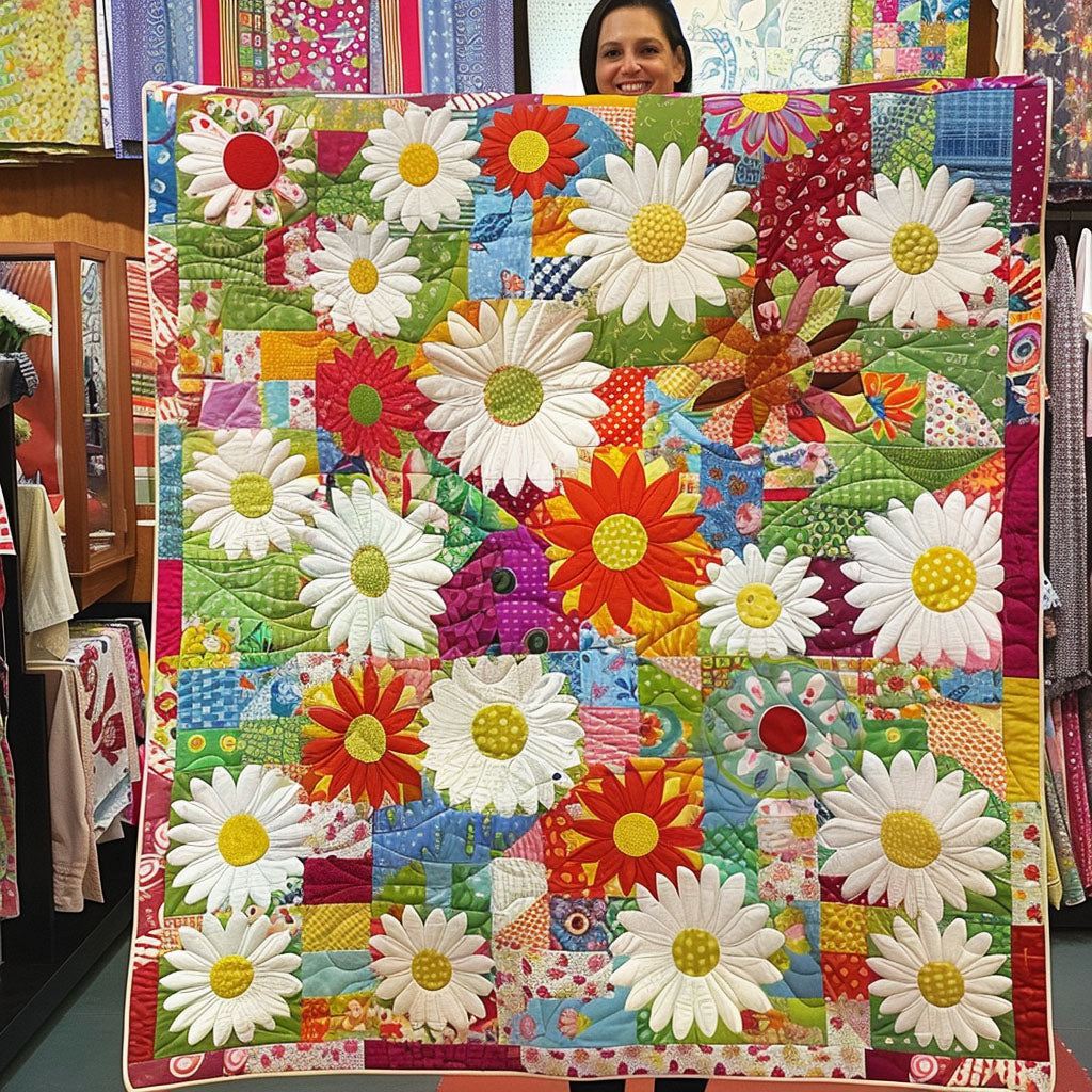Radiant Flower Quilted Blanket - Throw (55" x 60")