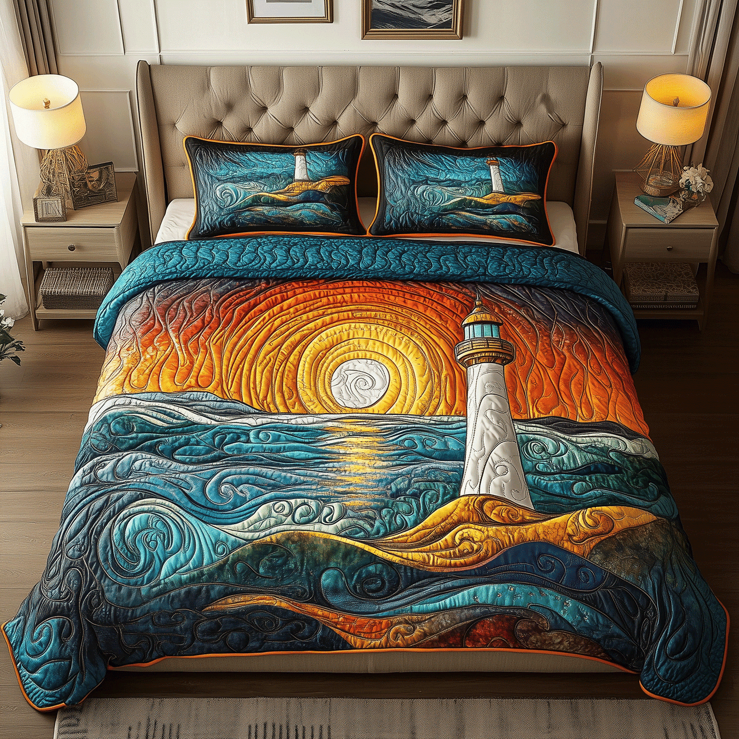 Radiant Lighthouse 3-Piece Quilted Bedding Set - Single (59" x 70")
