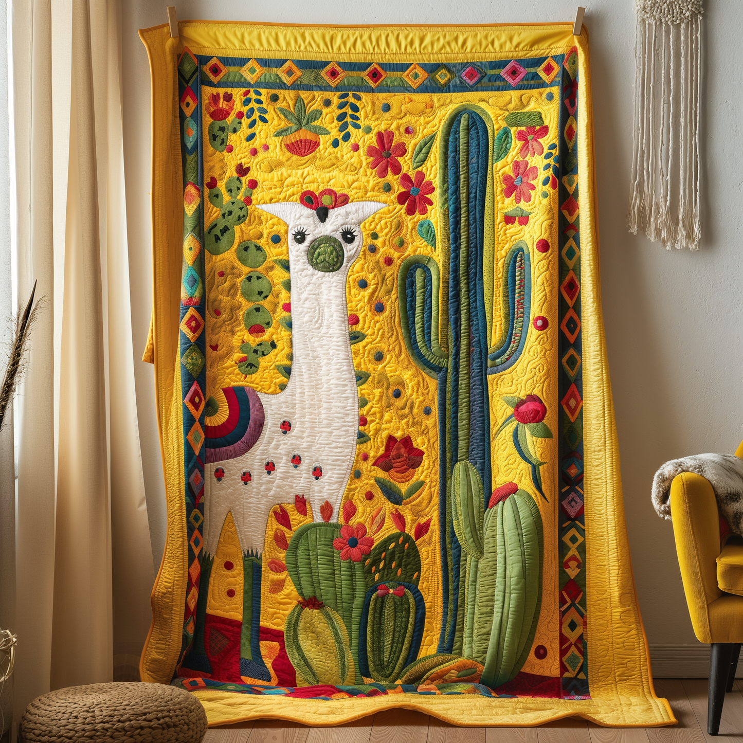 Radiant Llama Desert Quilted Blanket - Throw (55" x 60")
