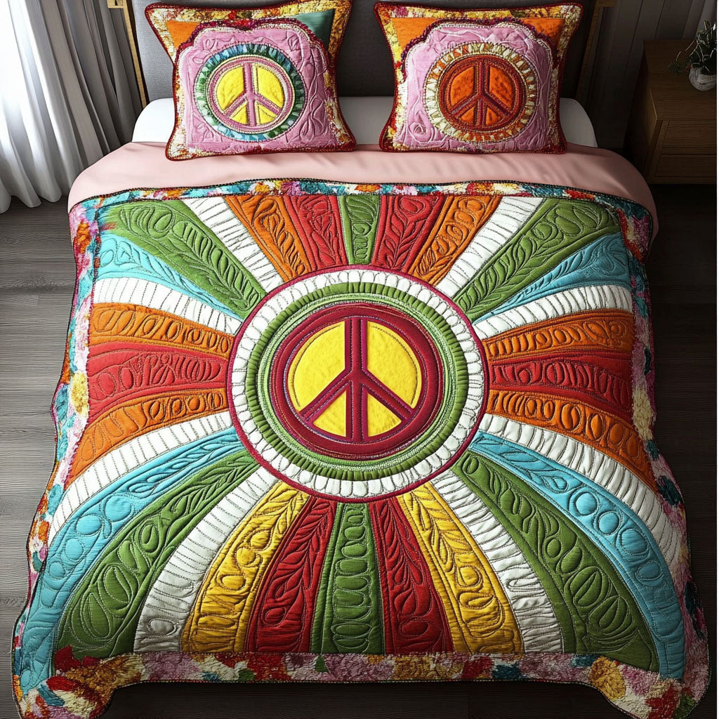 Radiant Peace 3-Piece Quilted Bedding Set - Single (59" x 70")