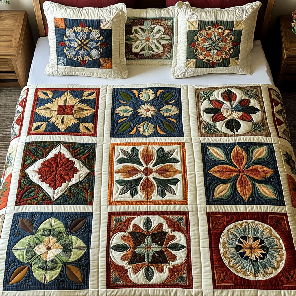 Radiant Blossom 3-Piece Quilted Bedding Set - Single (59" x 70")