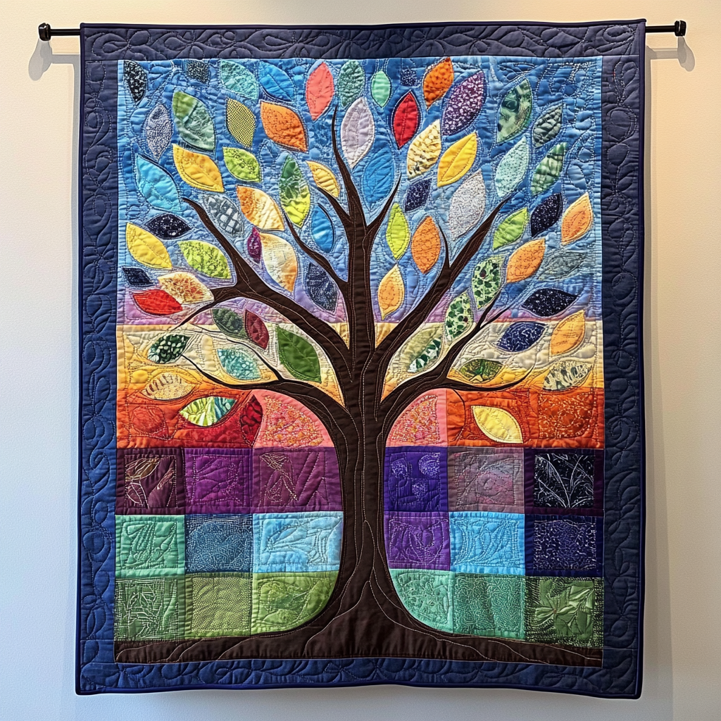 Radiant Leaves Quilted Blanket - Throw (55" x 60")
