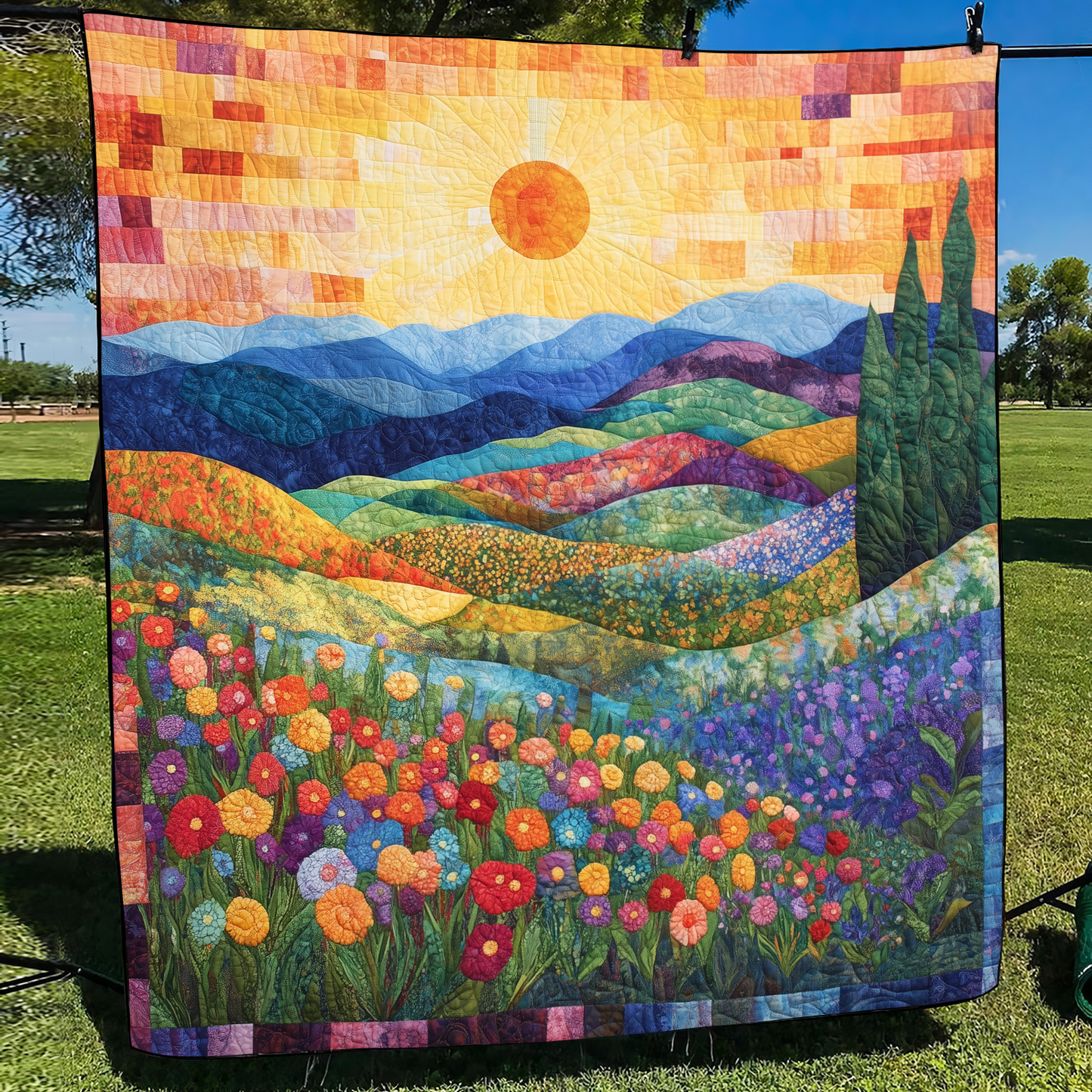 Radiant Rays Quilted Blanket - Throw (55" x 60")